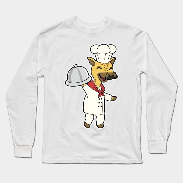 Giraffe as Chef with Cooking apron & Platter Long Sleeve T-Shirt by Markus Schnabel
